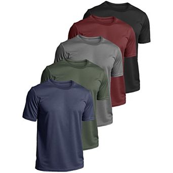 5 Pack Mens Quick Dry Athletic T-Shirt Running Gym Workout Tee