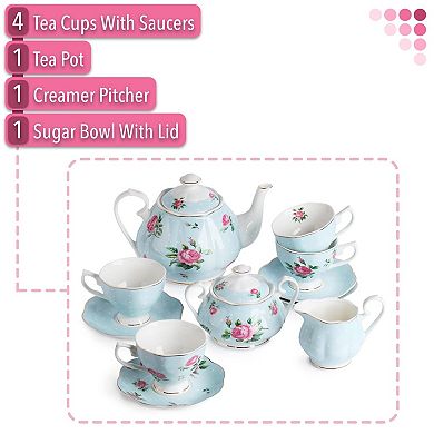 Floral Tea Set Porcelain Dishwasher Safe