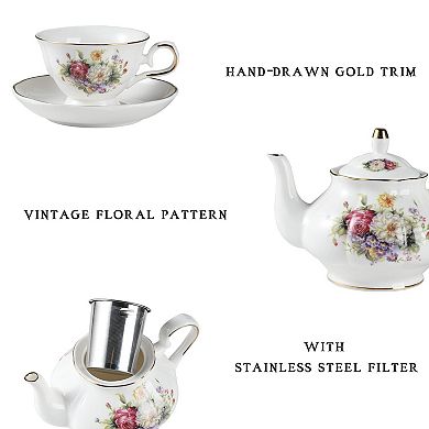 Vintage Floral Porcelain Tea Set