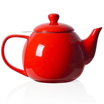 Porcelain Teapot with Stainless Steel Infuser Microwave Dishwasher Safe Loose Tea Gift