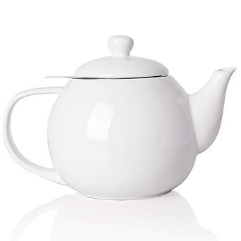 Porcelain Teapot with Stainless Steel Infuser Microwave Dishwasher Safe Loose Tea Gift