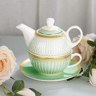 Floral Porcelain Teapot Cup Saucer Set