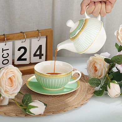 Floral Porcelain Teapot Cup Saucer Set