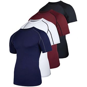 4 Pack Men's Short Sleeve T-shirt Base Layer Athletic Top