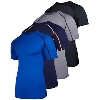 4 Pack Men's Short Sleeve T-shirt Base Layer Athletic Top