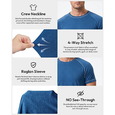 3 Pack Men's Quick Dry Athletic Gym Workout T-Shirt