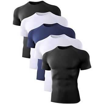 5 Pack Men's Athletic Workout Base Layer T-Shirts