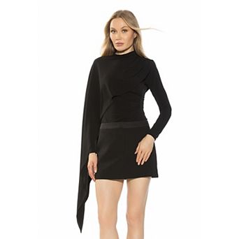 Women's ALEXIA ADMOR Mockneck Long Sleeve Top With Side Cape