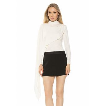 Women's ALEXIA ADMOR Mockneck Long Sleeve Top With Side Cape