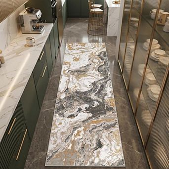 Abstract Marble Area Rug, Washable Non Slip Soft Carpet for Living Room Bedroom Kitchen Office