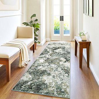 Abstract Area Rug Machine Washable Non Slip Low Pile Indoor Carpet for Living Room Bedroom