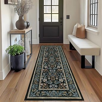 Boho Vintage Area Rug Machine Washable Non Slip Low Pile Indoor Carpet for Kitchen Hallway Bedroom
