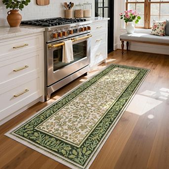 Boho Vintage Area Rug Machine Washable Non Slip Low Pile Indoor Carpet for Kitchen Hallway Bedroom