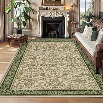 Boho Vintage Area Rug Machine Washable Non Slip Low Pile Indoor Carpet for Kitchen Hallway Bedroom