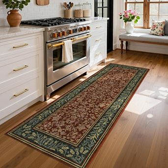 Boho Vintage Area Rug Machine Washable Non Slip Low Pile Indoor Carpet for Kitchen Hallway Bedroom