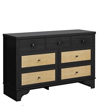 7 Drawers Double Dresser with Wood Drawer Organizer for Living Room Entryway and Hallway