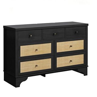 7 Drawers Double Dresser with Wood Drawer Organizer for Living Room Entryway and Hallway