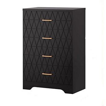 4 Drawer Wooden Dressers for Bedroom Wood Chest of Drawers With Gold Handles for Closet Modern Tall