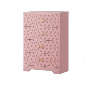 4 Drawer Wooden Dressers for Bedroom Wood Chest of Drawers With Gold Handles for Closet Modern Tall