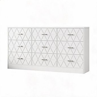 9 Drawer Dresser Bedroom 63 in Modern Chest With Power Charging Station Storage Organizer for Closet