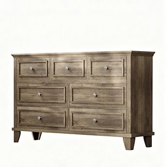 7 Drawer Dresser Large Wooden Storage Chest of Drawers With Exquisite Metal Handles 47 in Wide
