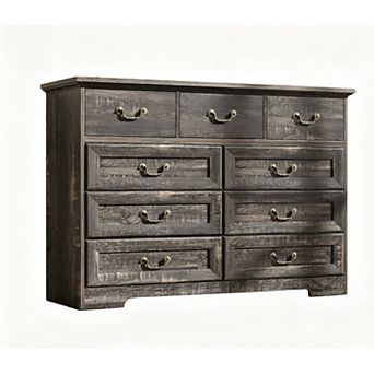 9-Drawer Dresser For Bedroom 47 inch Wide Dressers Wood Vintage Chest Of Drawers With Natural
