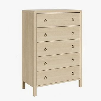 Modern Drawer Dresser for Bedroom Dresser TV Stand With Large Drawers Natural Texture Curved Angle