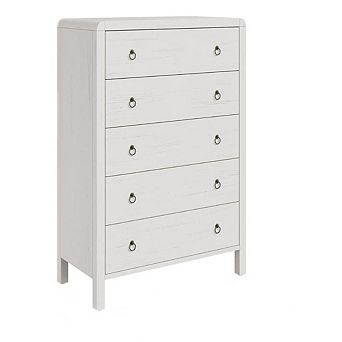 Modern Drawer Dresser for Bedroom Dresser TV Stand With Large Drawers Natural Texture Curved Angle