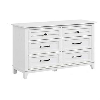 Versatile Classic Dark Brown Wooden Dresser With 6 Drawers Elegant Cabinet for Living Room Bedroom