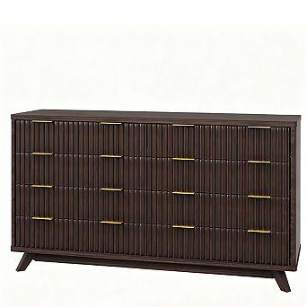 Fluted Panel 8-Drawer Dresser 54 Inch Width, Faux Marble Tabletop, Modern TV Stand for Bedroom