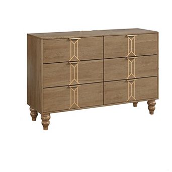 6 Drawer Dresser With Deep Drawers For Bedroom Modern Wooden Chest Dresser With Deep Drawers