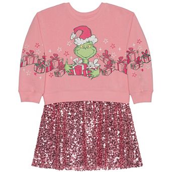 Girls 4-12 Gifting Grinch Long Sleeve Dress