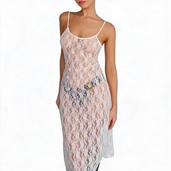 Women's Bodycon Lace Midi Gown, Elegant Semi-Formal Dress for Cocktail & Night Events