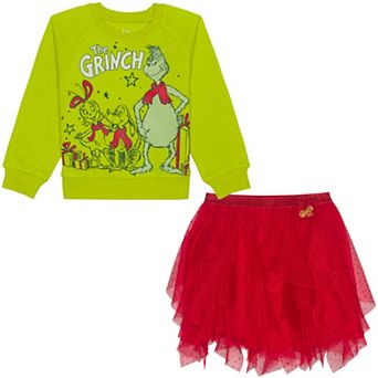 Baby & Toddler Girl The Grinch Sweatshirt & Tulle Skirt 2 pc Set