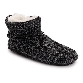 MUK LUKS Women's Fold Over Cuff Sweater Knit Bootie Slippers