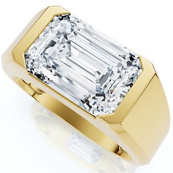 EX3 Diamond Men's 14k Gold 4 Carat T.W. Lab-Created Diamond Gabriel Emerald Cut Ring