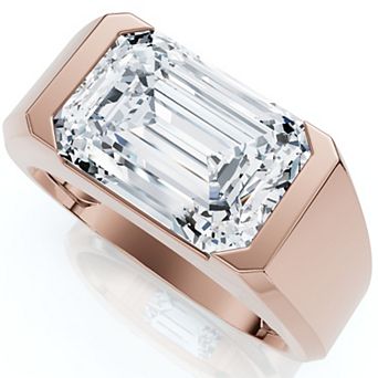 EX3 Diamond Men's 14k Gold 4 Carat T.W. Lab-Created Diamond Gabriel Emerald Cut Ring