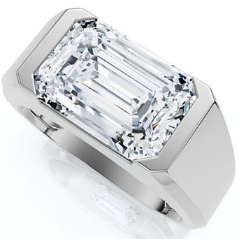 EX3 Diamond Men's 14k Gold 4 Carat T.W. Lab-Created Diamond Gabriel Emerald Cut Ring