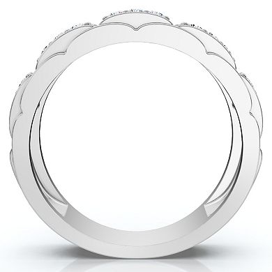 EX3 Diamond Men's 10k White Gold 1/3 Carat T.W. Lab-Created ADiamond Round Anniversary Ring