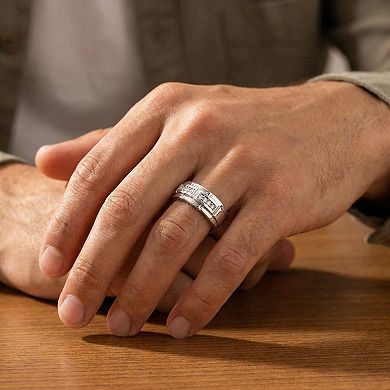 EX3 Diamond Men's 10k White Gold 1/3 Carat T.W. Lab-Created ADiamond Round Anniversary Ring