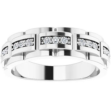 EX3 Diamond Men's 10k White Gold 1/3 Carat T.W. Lab-Created ADiamond Round Anniversary Ring