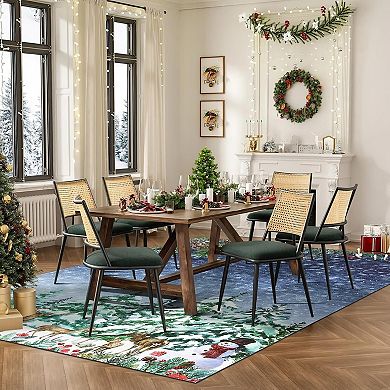 Washable Christmas Area Rug Non Slip Low Pile Polyester Indoor Holiday Floor Mat