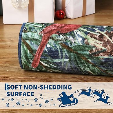 Washable Christmas Area Rug Non Slip Low Pile Polyester Indoor Holiday Floor Mat