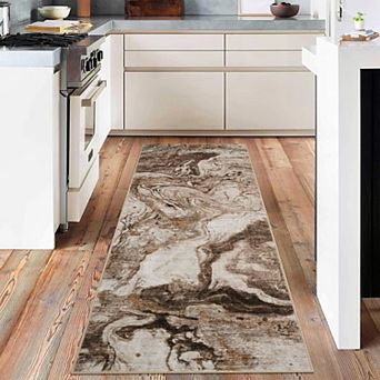 Abstract Boho Area Rug Machine Washable Non Slip Low Pile Indoor Carpet for Living Room Bedroom
