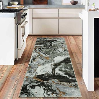 Abstract Boho Area Rug Machine Washable Non Slip Low Pile Indoor Carpet for Living Room Bedroom