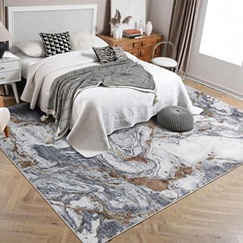 Abstract Boho Area Rug Machine Washable Non Slip Low Pile Indoor Carpet for Living Room Bedroom