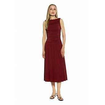 Women's ALEXIA ADMOR Lumi Ruched Dropped Waist Midi Dress