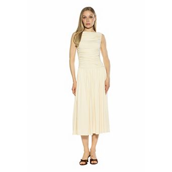 Women's ALEXIA ADMOR Lumi Ruched Dropped Waist Midi Dress