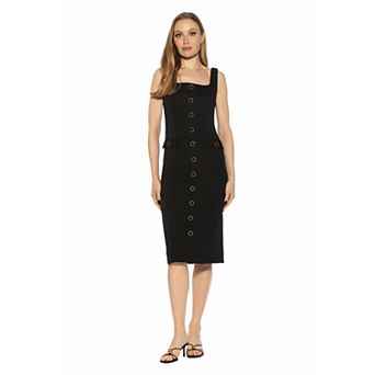Women's ALEXIA ADMOR Mae Square Neck Sleeveless Button Down Dress
