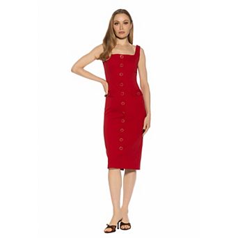 Women's ALEXIA ADMOR Mae Square Neck Sleeveless Button Down Dress